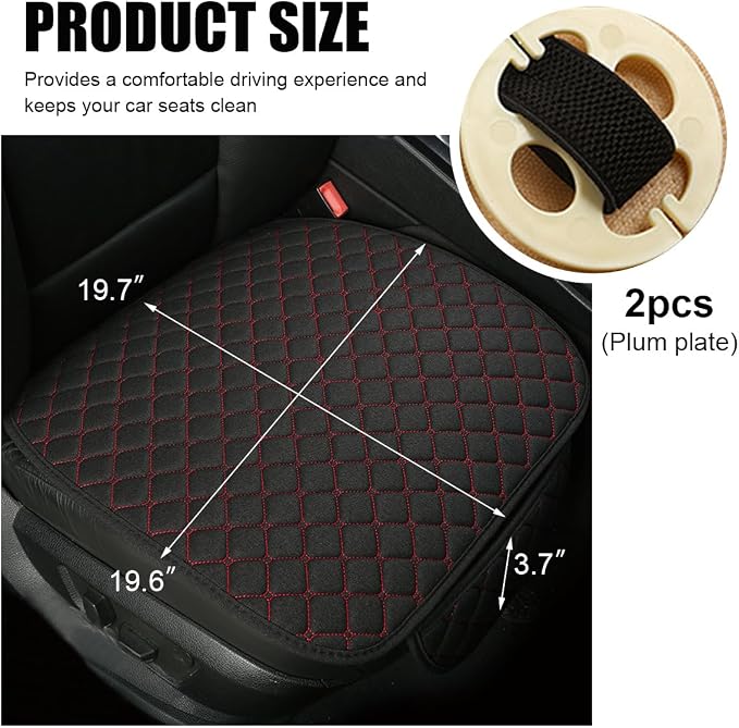 povtii Car Seat Bottom Cover Pad, Breathable Auto Front Seat Protector with Storage Pocket, Comfortable Seat Bottom Cushion Mat for Most Vehicle, Universal Interior Car Accessories (Black+Red) - Image 2