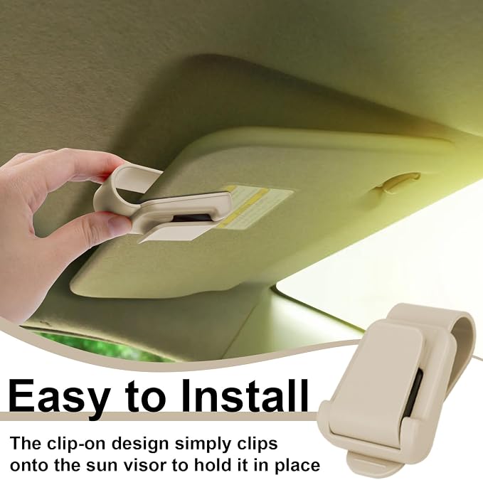 BFXM 2Pcs Sunglass Holder for Car Visor | Sunglasses Visor Clip for Car, Trucks, SUVs (Beige) - Image 5