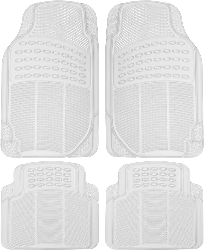 BDK 4-Piece Rubber Transparent Clear Floor Mats Heavy Duty for Front & Rear Car Truck Van SUV, All Weather Protection, Universal Fit by BDK