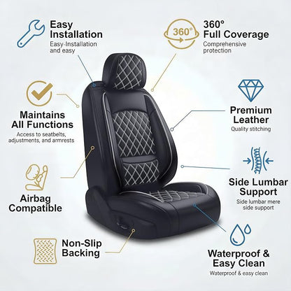 for Subaru Outback 2007-2026 Car Seat Covers, Full Set, Whiteline | Luxury Full Coverage Leather Seat Protectors, Waterproof Breathable, Non-Slip, Easy to Install, Airbag Compatible, All-Season - Image 7