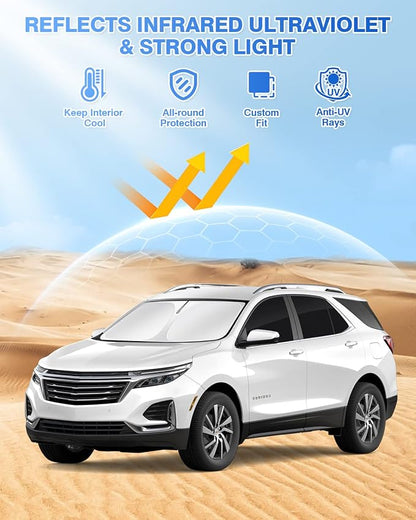 Canvcle Sunshades for 2018-2024 Chevrolet/Chevy Equinox Accessories Windshield Sunshade Side Rear Windows Sun Visor Privacy Protection Keep Vehicle Cool Black 8PCS - Image 2