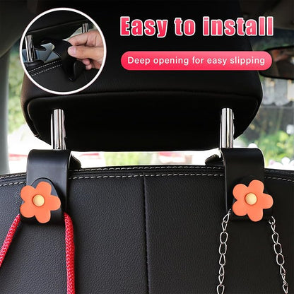 Augeny 8 PCS Car Seat Headrest Hook, Auto Seat Hook Hanger Storage Organizer, Adhesive Hooks for Purse Coat Umbrella Grocery Bag, Universal Interior Accessories for All Vehicles (Orange) - Image 5