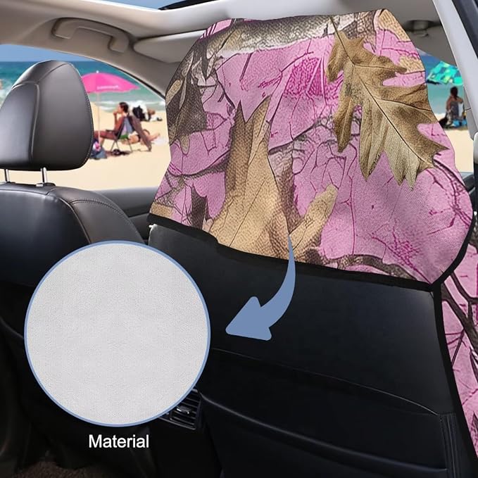 SEANATIVE Car Seat Towel Covers with Storage Bag Seat Post Workout Sweat Washable Cover for Car Towel for Dog Pet Workout Outdoor Sport Activities, Pink Camouflage Hunting Print - Image 6