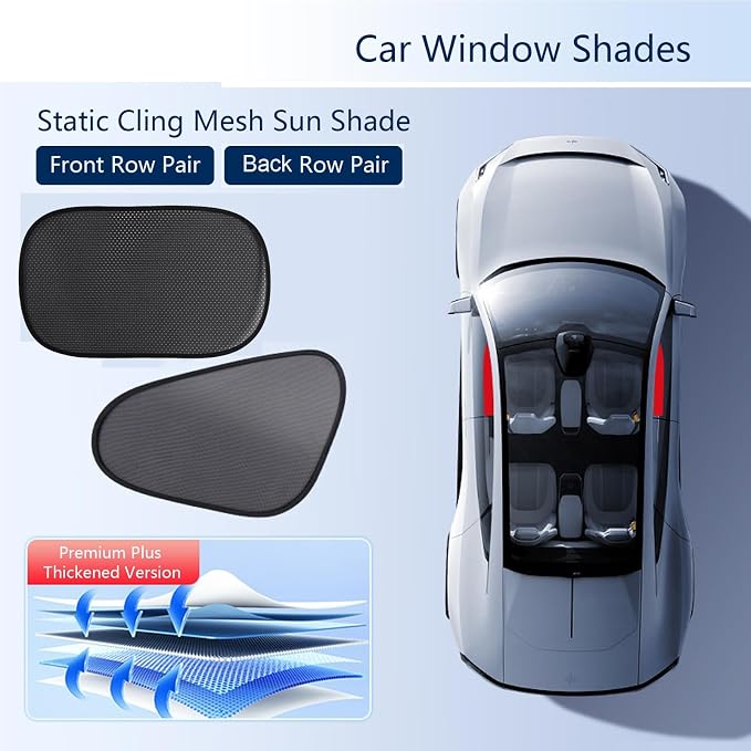 2 Pack Car Window Shades, Mesh Static Adsorption Side Window Sunshade, Anti-UV Glare Heat Protection, Foldable Universal Fit for Cars SUV Van，Before - Image 6