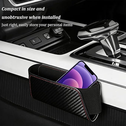 Car Seat Side Storage Pocket, Leather Multifunctional Vehicle Console Side Pouch Organizer, Small Automotive Door Tray Pouch Bag Accessories, Universal for SUV, Sedan, Truck (Carbon Fiber) - Image 3