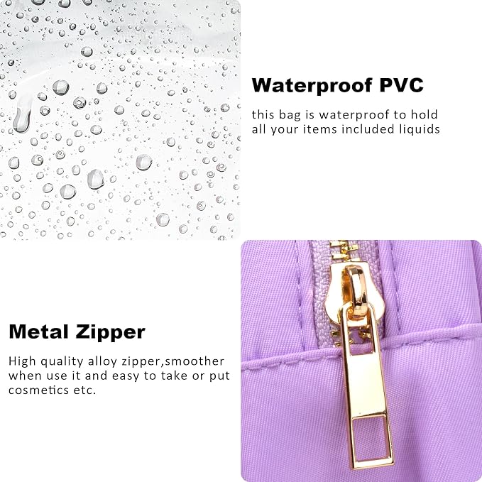 Clear Makeup Bag for Purse - Small Cosmetic Bag, Toiletry Bags, Cute Travel Makeup Bag, Coin Purse, Car Accessories Organizer - Storage Travel Essentials for Women & Girls (Clear-Purple) - Image 6