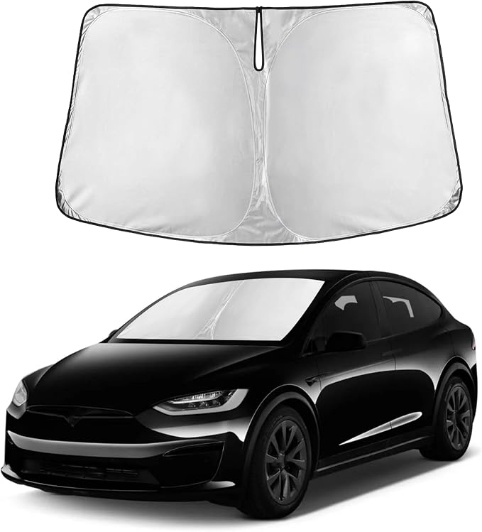 Autovir Windshield Sun Shade Fit for 2016-2023 2024 2025 Tesla Model X | Sunshade, Front Car Window Shades Sun Visor, Blocks UV Rays & Heat, Car Accessories by Autovir