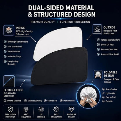 Front Windshield ＆ Side Window Sun Shade for 2007-2021 Toyo'ta Tundra Crew Max Cab Double Cab 4Door, Foldable Window Sunshade Sun Visor Protector, Window Shades Blocks UV Rays Heat, Pack of 3 - Image 6