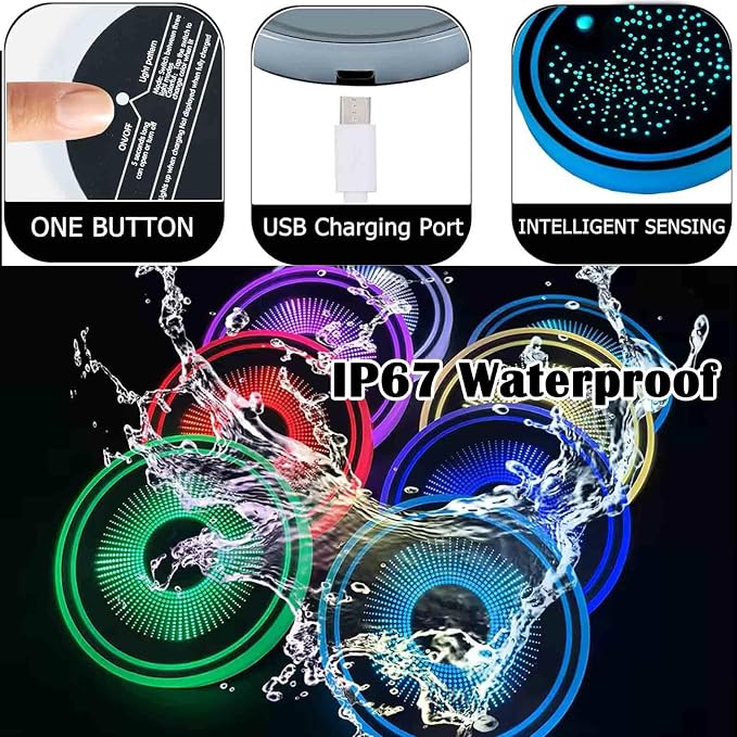 2PCS LED Car Cup Holder Lights, Light up Car Coasters for Cup Holders | 7 Colors Changing USB Charging Mat Waterproof Cup Pad, Car Gifts for Men & Women - Image 6