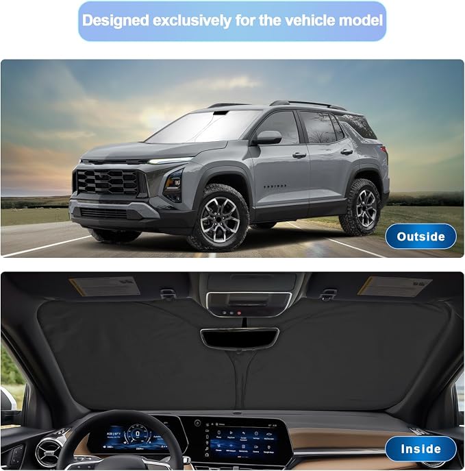 SXCY for 2025 2026 Chevrolet Equinox/Equinox EV Windshield Sunshade for 2025 2026 Chevy Equinox Accessories 2025 2026Equinox Sunshade Foldable Sun Shield Sun Shade Block UV Rays - Image 2