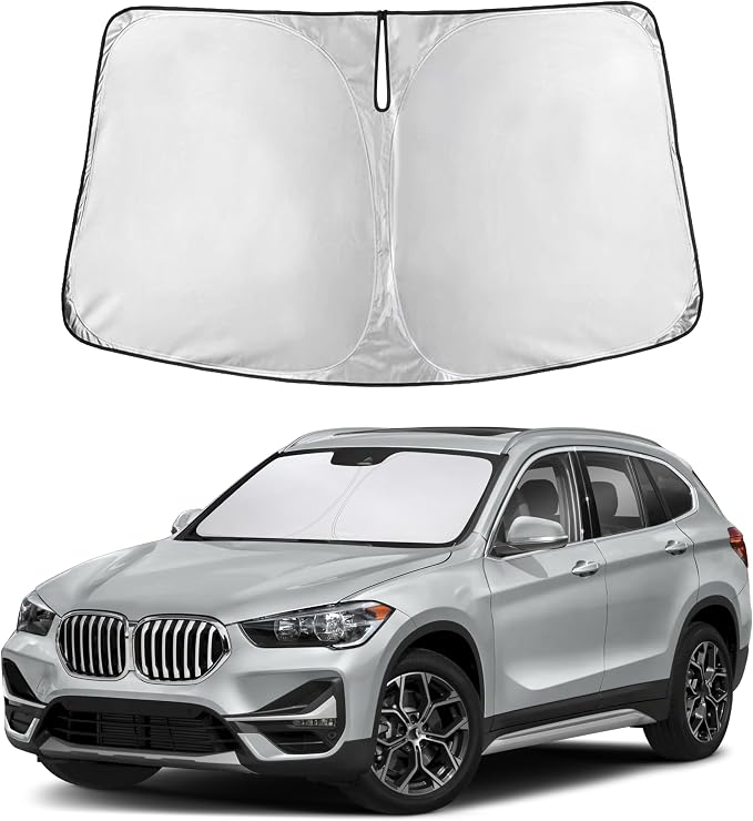 Autovir Windshield Sun Shade Fit for 2016-2020 2021 2022 BMW X1 | Sunshade, Front Car Window Shades Sun Visor, Blocks UV Rays & Heat, Car Accessories by Autovir