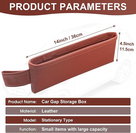 2 Pack Update Car Seat Gap Filler Organizer Leather Console Storage Box Front Side Pocket Seats Organizers Filler Interior Car Accessories for Phone Wallet Coin Key Sunglasses (Brown) - Image 2