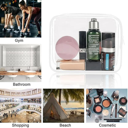 12 Pieces Clear Cosmetics Bag, Clear Zippered Cosmetic Makeup Pouch, TSA Approved Toiletry Bag for Travel, Waterproof Vinyl Plastic Organizer Case for Vacation Bathroom (White Medium) - Image 9