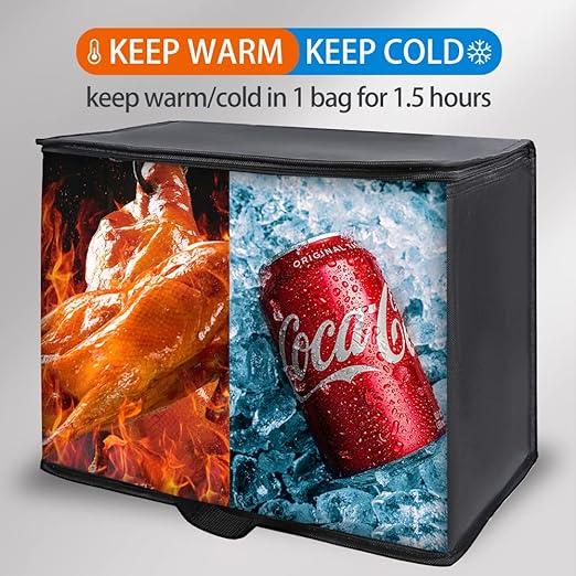 Bodaon 3-Pack Insulated Reusable Grocery Shopping Bag, X-Large Frozen Food Cold, Cooler Bags with Secure Top, Insulated Food/Pizza Delivery Bag, Black - Image 3