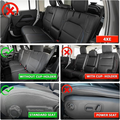 GIANT PANDA Wrangler JL Seat Covers Custom Fit for Jeep Wrangler,Premium Waterproof Faux Leather, 2018 2019 2020 2021 2022 2023 2024 2025 2026 JL 4 Door Without Rear Cup Holder Full Set (Black&Gray) - Image 8