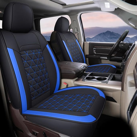 Coverado Front Seat Covers, Waterproof Front Car Seat Covers for Truck Compatible with 2002-2026 Dodge Ram 1500 2500 3500 Crew Double Mega Quad Cab(Blue) by COVERADOAUTO