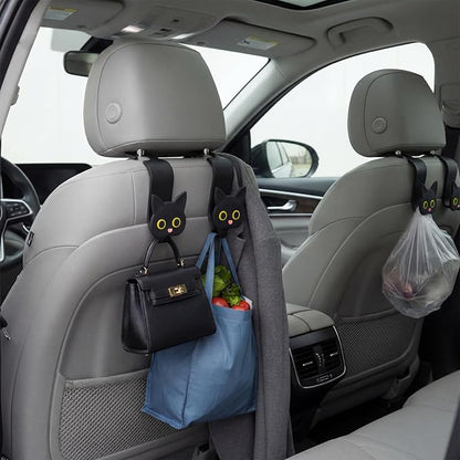 Novabright 4 Pcs Black Cat Car Seat Headrest Hooks Cute Cartoon Cat Car Seat Back Organizer Vehicle Headrest Hangers Automobile Storage Accessories for Handbags Purses Grocery Bags Coats Umbrella - Image 7
