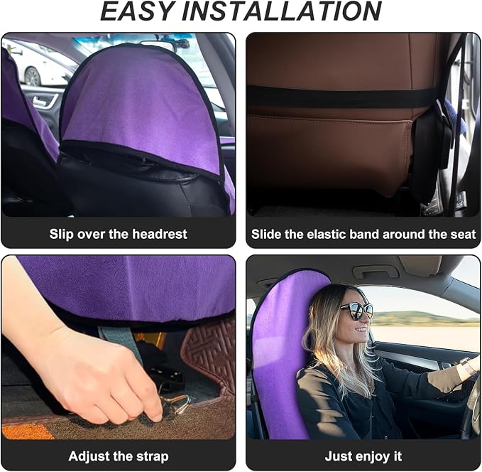 Waterproof Sweating Car Seat Cover for Post Gym Workout, Running, Swimming, Beach and Hiking, Universal Fit Non-Slip Bucket Seat Protector for Cars SUV Trucks, Machine Washable (Purple) - Image 2