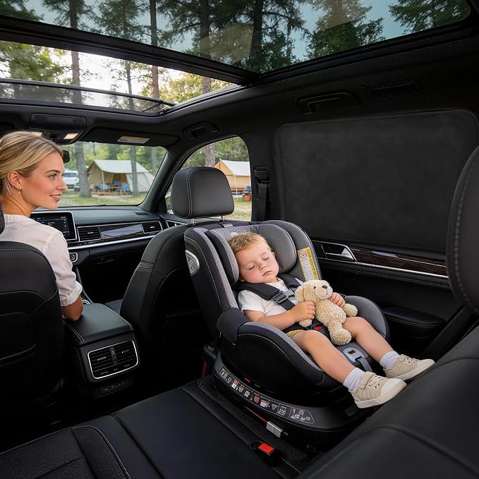XCBYT Magnetic Car Rear Window Shades, 100% Blackout Privacy Suede | 2-Pack 100% blackout keeps the backseat cool for baby naps. Premium soft suede. Fits iron frames only (30.3x18.9") - Image 4