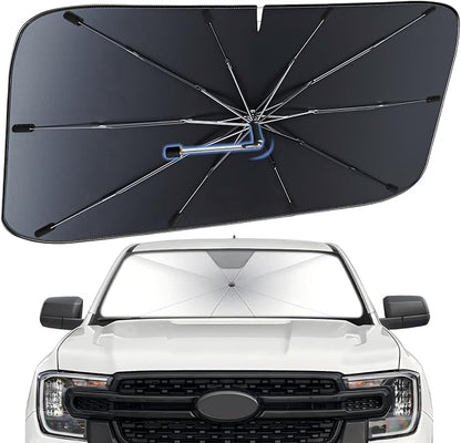 Windshield Sun Shade Umbrella for Ford Ranger 2019-2026 Front Window Shield | Heat-Reflective Window Shade, Umbrella Sunshade Cover Blocks Heat, Protects Interior, Vehicle-Specific Precision Fit by Fshaanys