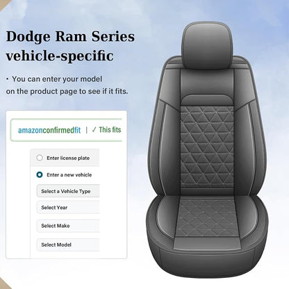 Coverado Dodge Ram Seat Cover Full Set, Waterproof Ram 1500 Seat Cover Compatible with 2002-2026 Dodge RAM 1500 2500 3500 Crew Quad Cab with Curved Bench, Dark Gray - Image 9