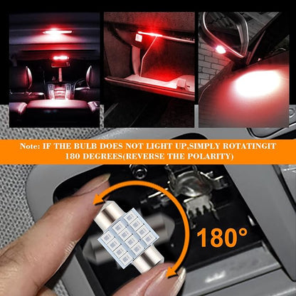 iFunyLED 24 Pieces Dome Light LED Car Interior Bulb Kit Set 194 T10 DE3175 578 31mm 42mm Bulbs Interior Replacement Lights for Car Map License Plate Door Side Marker Cornering Trunk Light - Red - Image 4