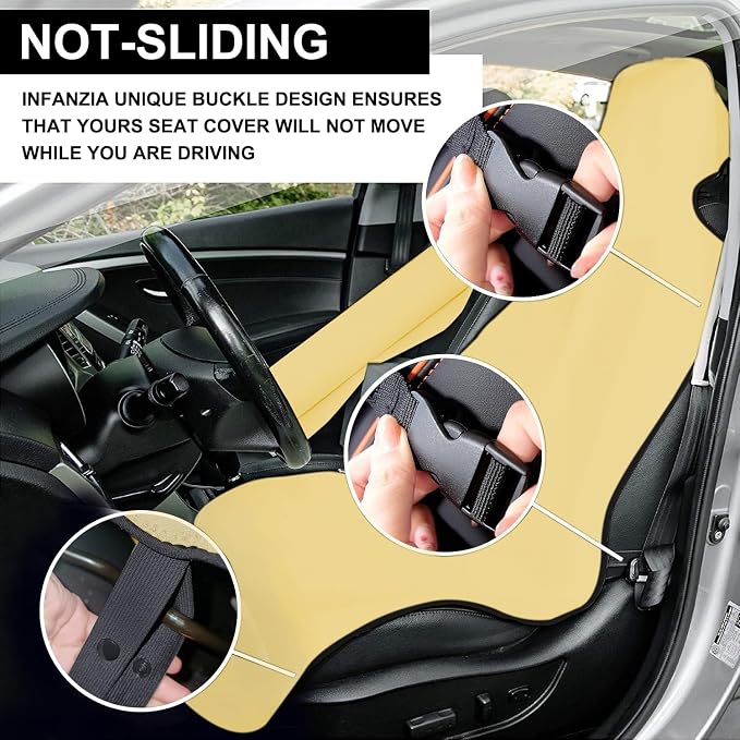Neoprene Waterproof Car Seat Cover, Pale Yellow 1pc, Non-Slip | Car Seat Protector, Sweat-proof, Universal Fit SUV & Truck, Machine Washable, For Gym, Yoga, Pets, Workout, Beach, Swimming - Image 4