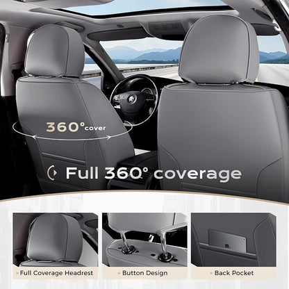 Coverado Car Seat Covers, Seat Covers for Cars, Waterproof Leather Auto Seat Protectors, Leather Car Seat Cushion, Car Interiors Accessories Universal Fit for Most Cars - Image 3