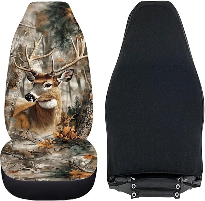 Deer Seat Cover for Cars Washable Hunting Forest Car Seat Covers Front Seats Full Protection Auto Interior Covers Easy Installation Compatible with Most Cars,SUV,Sedan - Image 3