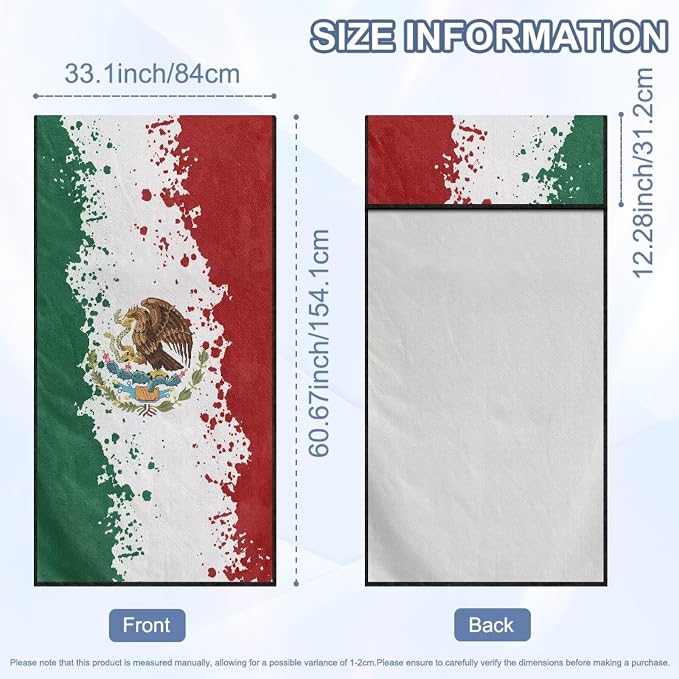 SEANATIVE Mexican Flag Car Seat Cover Protector Front Seats Car Towel, for Gym, Running, Swimming, Beach and Hiking, Sweat Towel Bucket Seat Covers for Trucks SUV Jeep - Image 7