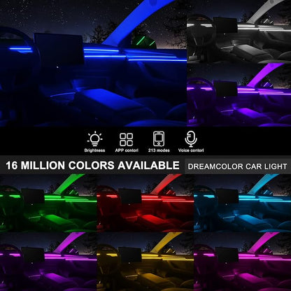 Acrylic Interior Car LED Strip Light with Wireless APP, RGB 6 in 1 with 175 inches 593 LEDs Fiber Optic Ambient Lighting Kits, 16 Million Colors Sound Active Function Car Neon Lights - Image 2