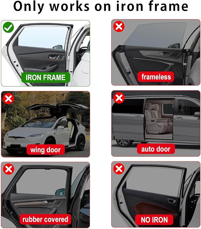 Window Sun Shade Car Curtains - Side Thiken Sun Shades Magnetic 100% Block Light Car Window Covers with Cooler Feeling (Black, T-4pcs) - Image 2