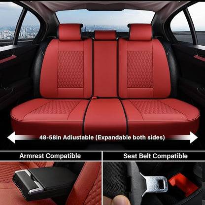 Coverado Car Seat Covers Full Set, Red Seat Covers for Car with Lumbar Support, Nappa Leather Seat Covers Waterproof Car Seat Protectors Universal Fit for Most Cars SUV Trucks - Image 4
