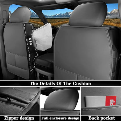 Coverado Dodge Ram Seat Cover Full Set, Waterproof Ram 1500 Seat Cover Compatible with 2002-2026 Dodge RAM 1500 2500 3500 Crew Quad Cab with Curved Bench, Dark Gray - Image 2
