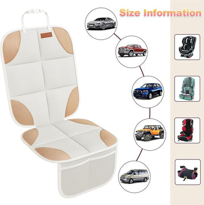 SMART ELF 2 Pack in Gift Box Car Seat Protector (Beige Brown) | Thickest Padding and Non-Slip Backing Mesh Pockets for Baby and Pet, Sedan SUV Truck - Image 2