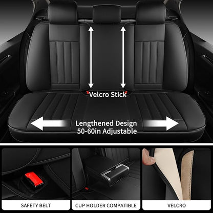Car Seat Covers Full Set, Leather Seat Cover for Cars, 5 Seats Waterproof Automotive Seat Covers Fit Toyota Rav4 Camry Corolla Cruze CRV Accord, Black - Image 5