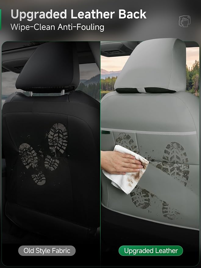 GIANT PANDA 2PCS Front Seat Covers for Chevy Silverado & GMC Sierra 1500 2500 3500 2007-2026 Crew Extended Double Cab Pickup,Custom Fit Chevy & GMC Truck Seat Protectors,Faux Leather (Solid Grey) - Image 8