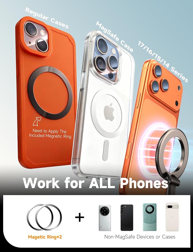 Car Phone Holder for Magsafe, [105+LBS Suction & 3800gf Magnetic] | [Easiest Mount] 360° Adjustable Phone Holders for Your Car, [Compact Design] Car Phone Mount for iPhone 17-12 & All Phones - Image 7