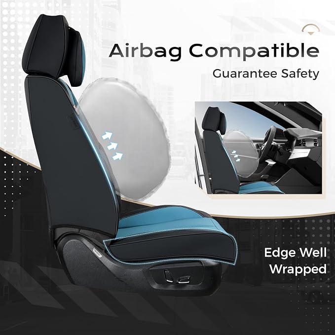 Coverado Car Seat Covers, Seat Covers for Cars, Waterproof Leather Auto Seat Protectors, Leather Car Seat Cushion, Car Interiors Accessories Universal Fit for Most Cars - Image 2