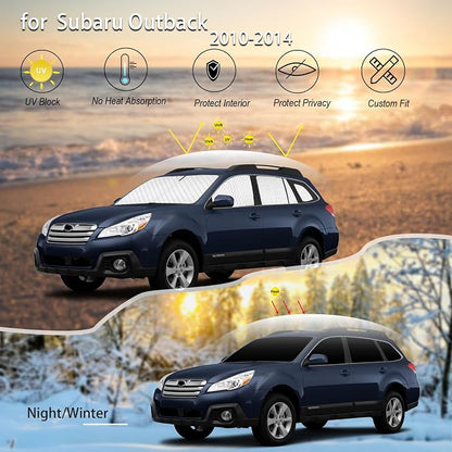 KMF 8pcs Thicken Sun Shades for Subaru Outback 2010-2014 Accessories, Custom Privacy Full Car Window Covers Sunshade for Windshield Side Rear, UV Block and Blackout for Camping Outdoor - Image 2