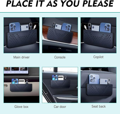 Car Seat Side Pocket Organizer - PU Leather Multifunctional Car Storage Bag, Mini Console Side Organizer for Seat/Door/Window, Holds Phone, Keys, Sunglasses, Wallet (Black) - Image 7