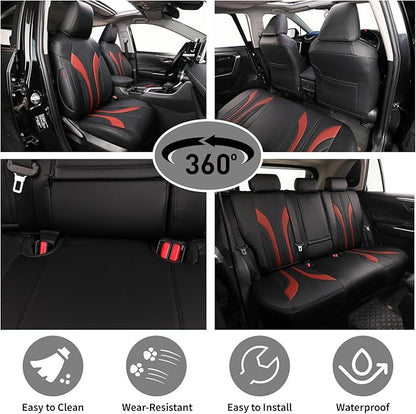 EKR Corolla Seat Covers Custom Fit for Toyota Corolla 2020 2021 2022 L/LE,Leather Car Seat Cover Full Set-Faux Leather(Black +Burgundy) - Image 6