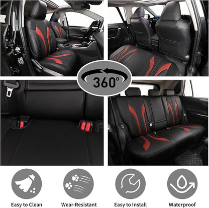EKR Rav4 Seat Covers Custom Fit for Toyota Rav4 (Hybrid) Woodland/Limited 2026, Leather Car Seat Cover Full Set for SUV,Faux Leather(Black +Burgundy) - Image 6