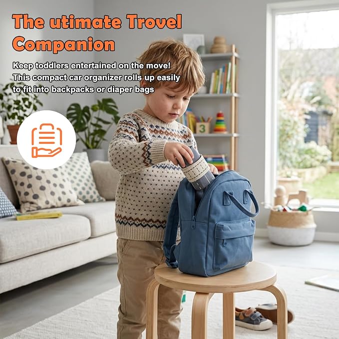 Portable Toy Car Storage Roll and Playmat - Travel Car Carrier Organizer Case - Image 4