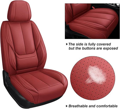 MINGBRON Leather Car Seat Covers,Car Seat Covers Full Set,Automotive Seat Covers,Fit for Most Cars SUV and Most Sedans Red - Image 6