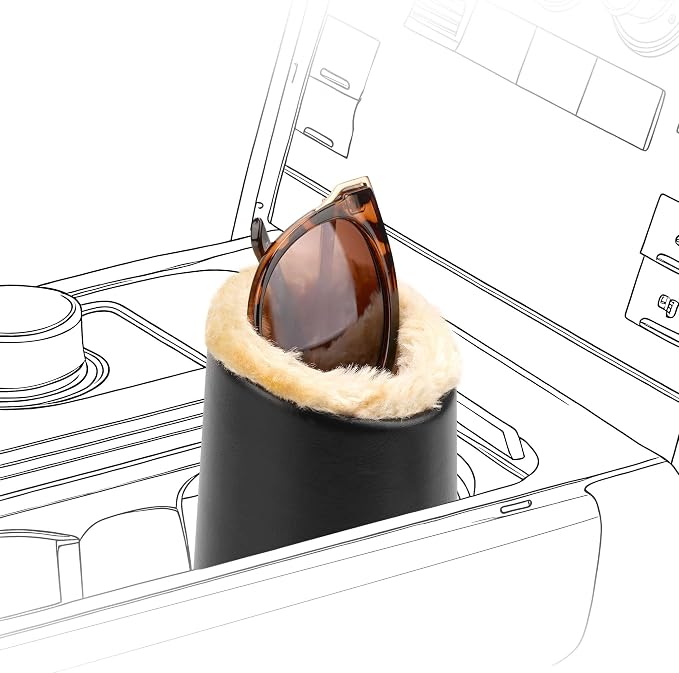 Linkidea Extra Large Sunglasses Stand for Car Cup Holder, Plush Lined Leather Eyewear Storage, Scratch Protection by Linkidea