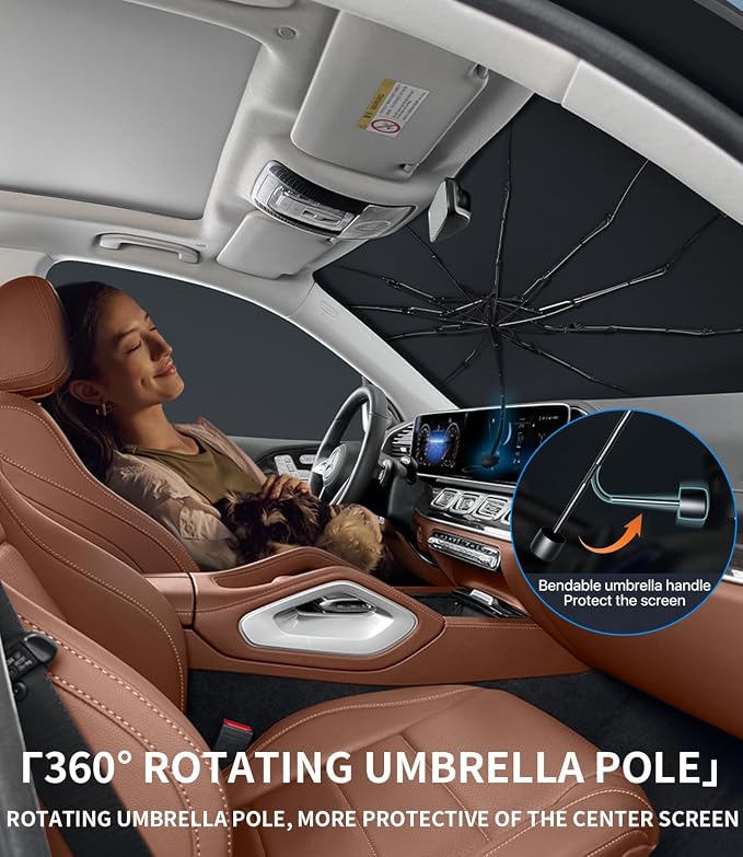 Custom-Fit for Infiniti Windshield Sun Shade Umbrella,Protect Car from Sun Rays,Foldable Car Umbrella Sunshade Cover with 360° Bendable Handle,Designed for Infiniti Accessories (for Infiniti QX70) - Image 2