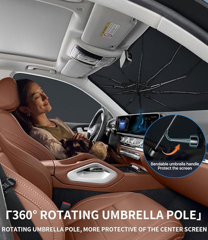 Custom-Fit for Lexus Windshield Sun Shade Umbrella, Protect Car from Sun Rays, Foldable Car Sunshade Cover with 360° Bendable Handle (for Lexus LS) - Image 2