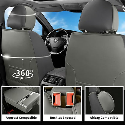 Car Seat Covers for GMC Acadia 2007-2026, Full Set, Gray | Luxury Full Coverage Leather Seat Protectors, Waterproof Breathable, Non-Slip, Easy to Install, Airbag Compatible, All-Season - Image 4