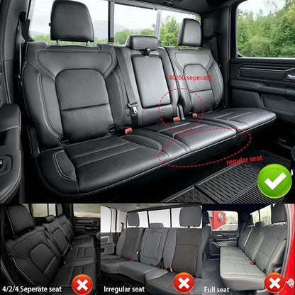 AOMSAZTO Custom Fit Seat Covers for Dodge RAM 1500 2019-2026 Crew Cab Truck | Black lattice Seat Covers, Pickup Truck, Premium Faux Leather, Perfect Fit, Breathable, Water Resistant, Airbag compatible - Image 8